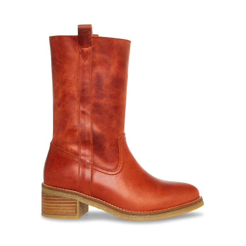 Botas Altas Steve Madden Winny Rust Cuero Mujer Marrones | ES ER94S6